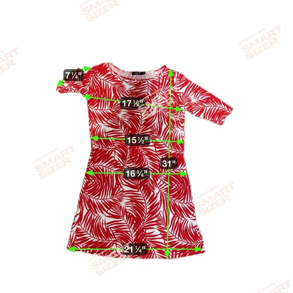 Yala 95% Bamboo Red and White Leaf Print Dress - Picture 4 of 6